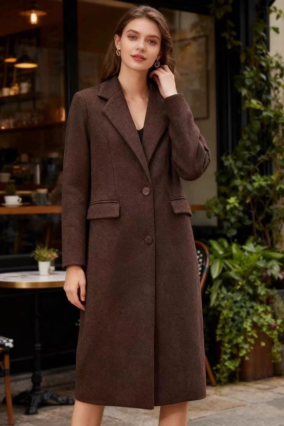 Versatile Wool Blend Long Chic Overcoat Main image