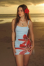 Tropical Floral Contrast Curve Hugging Slip Dress