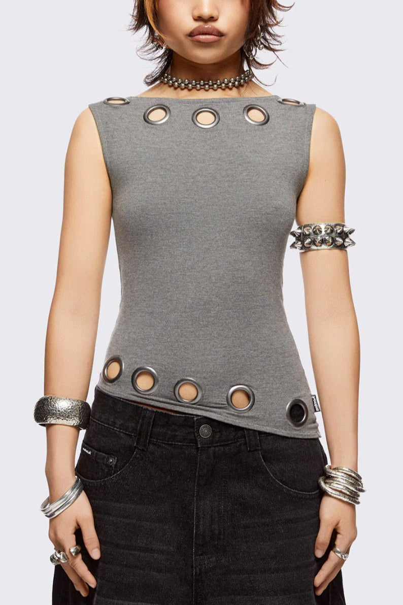 Grommet Cutout Punk Fitted Tank Top Main image