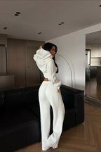 Cropped Hoodie Wide Leg Sweatpants Two-Piece Set
