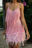 Chic Tassel Sequin Feather Patchwork Cami Sequin Dress