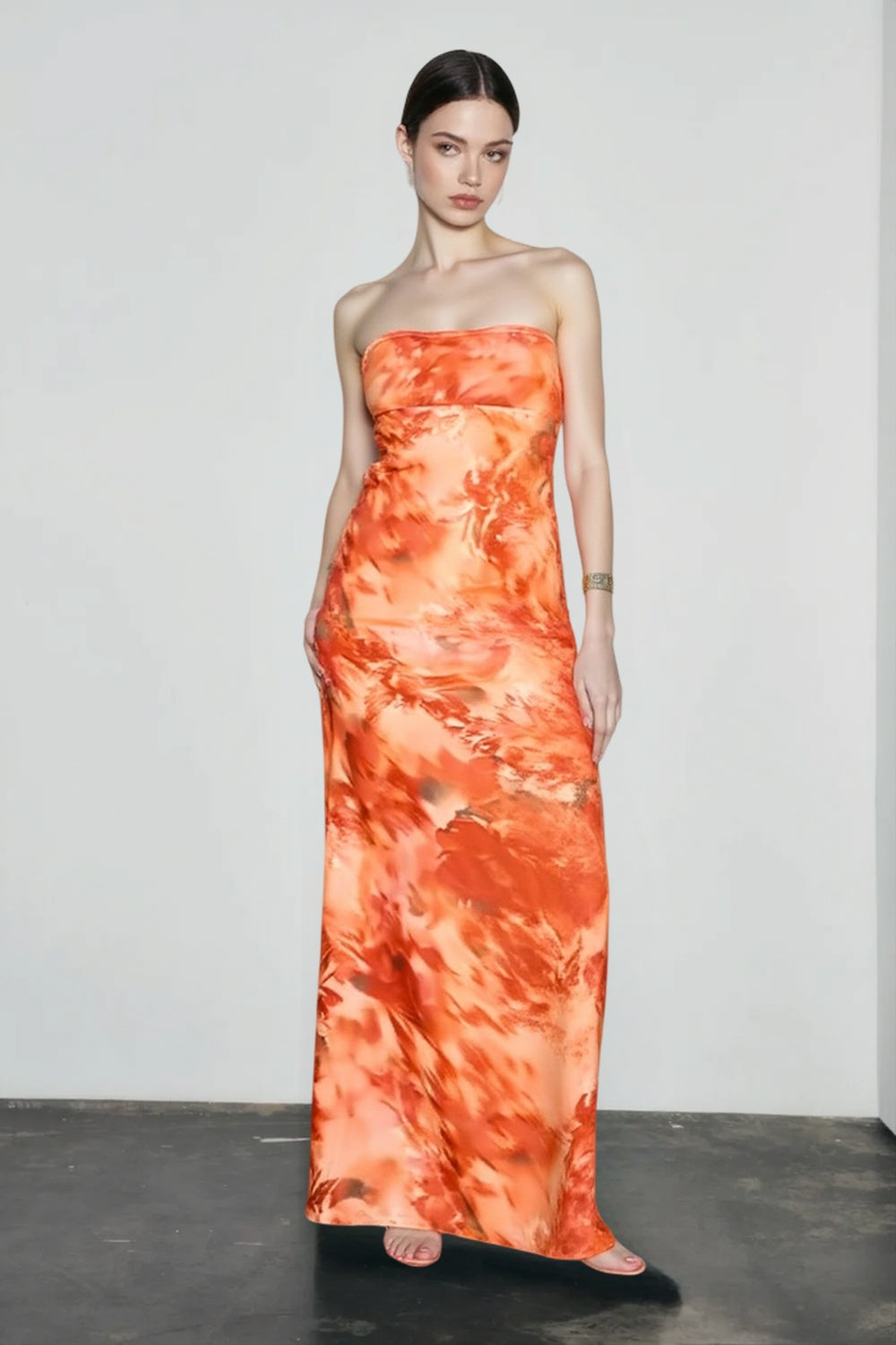 Strapless Floral Print Ruched Waist Vacation Dress Secondary image