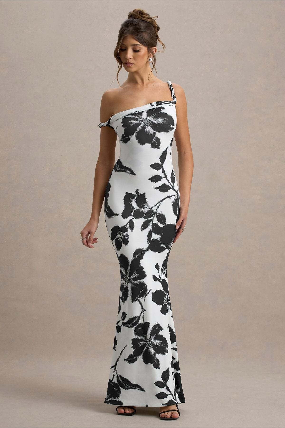 Print One-Shoulder Bodycon Party Dress Main image