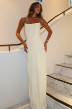 Boned Lace-Up Strapless Party Dress