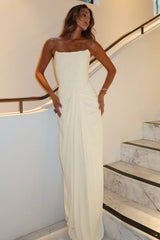 Boned Lace-Up Strapless Party Dress