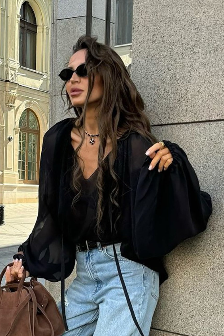 Sheer Tie Detail Blouse Main image