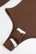 High Neck Long Sleeve Warm Tummy Control Thong Bodysuit