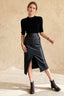 Fall Winter Chic Split Design Slim Straight Faux Leather Skirt
