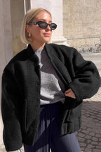 Loop Knit Stand Collar Coat