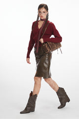 Vintage V-Neck Draped Knit Top