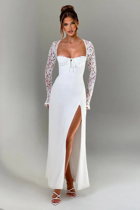 Plunge Neckline Lace Slit Party Dress Secondary image