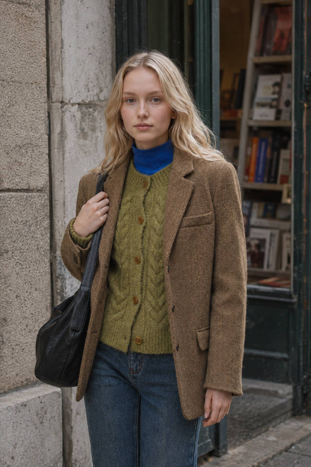 Wool Blend Single Breasted Blazer