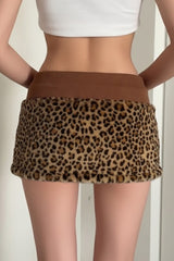 Leopard Print Contrast Waist Mini Skirt