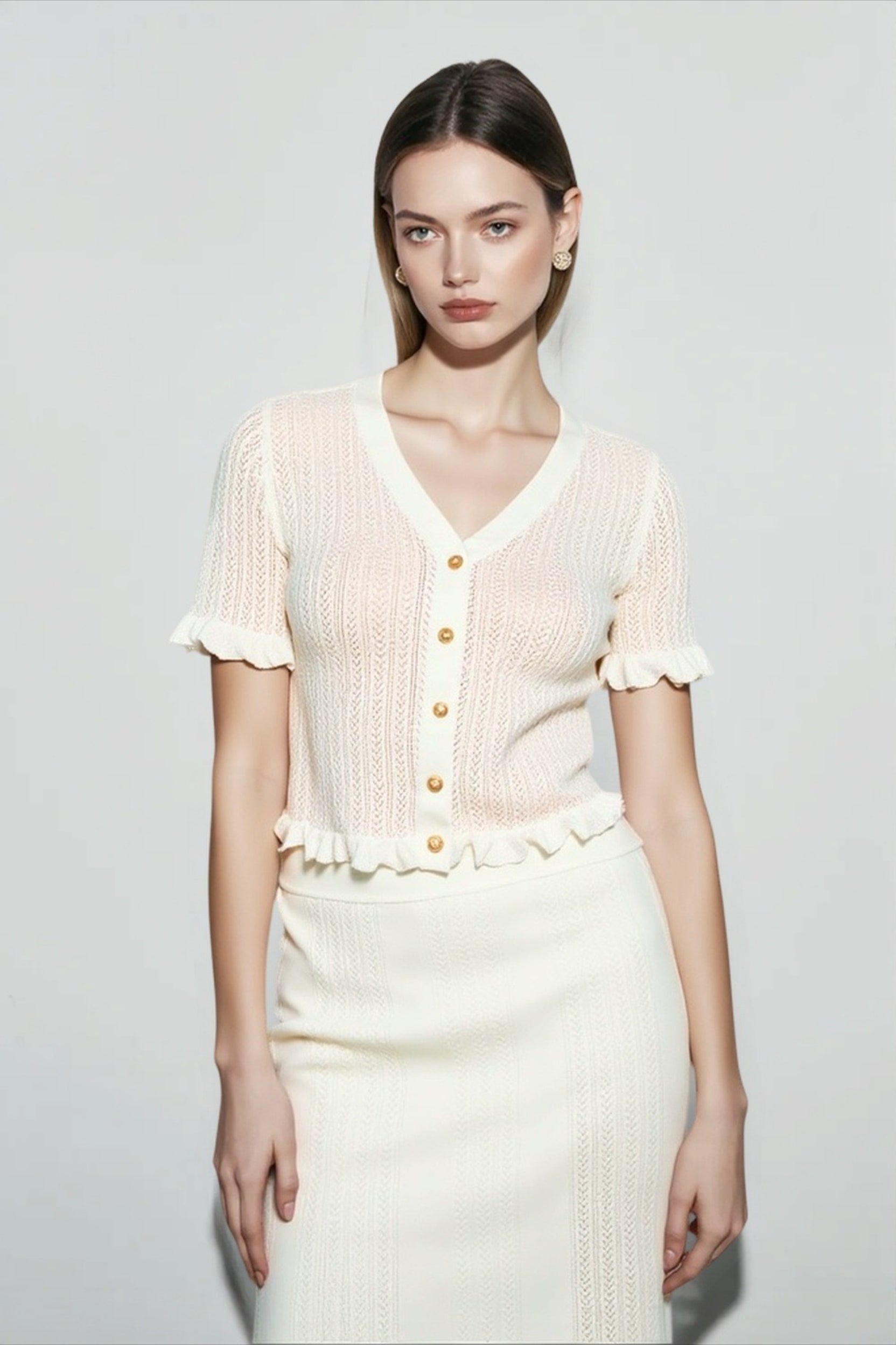 Knit Cutout Crop Top High Waist Vacation Set Secondary image