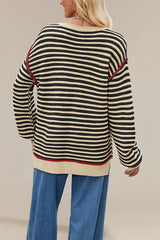 Striped Crew Neck Knit Sweater