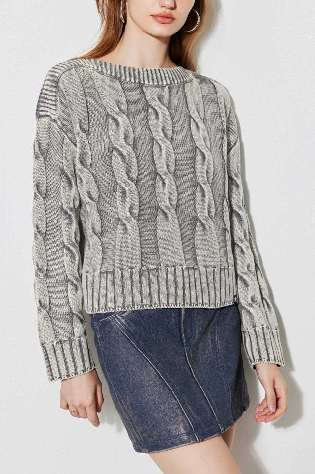 Vintage Cable Knit Off-Shoulder Sweater Secondary image