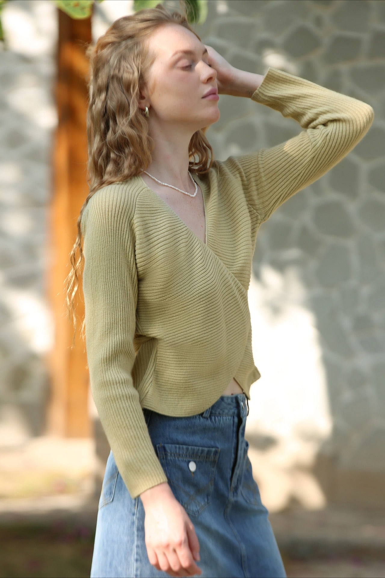 Wrap Tie Front V-Neck Knit Top Secondary image