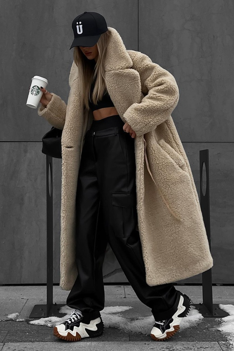 Extended Sherpa Fleece Warm Fuzzy Overcoat Main image