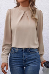 Chic Design Long Sleeve Solid Autumn Elegant Blouse