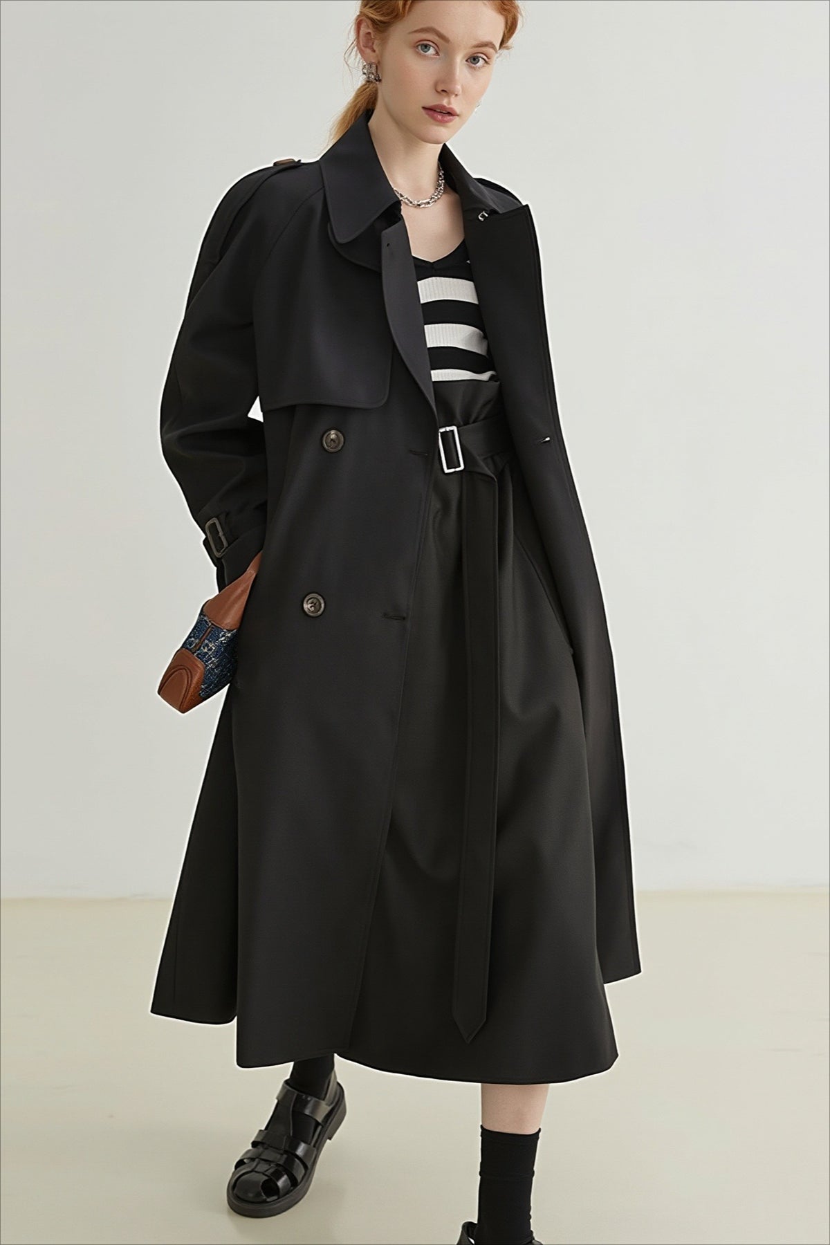 Storm Flap Raglan Sleeve Double Breasted Coat