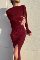 Defined Waist Long Work Dress