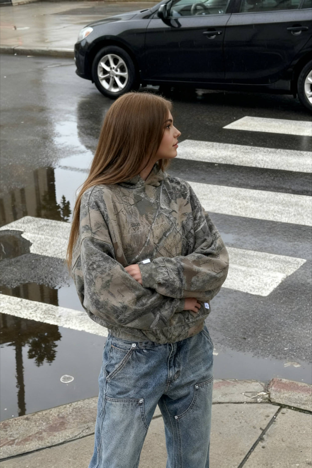 Camo Printed Oversized Hoodie