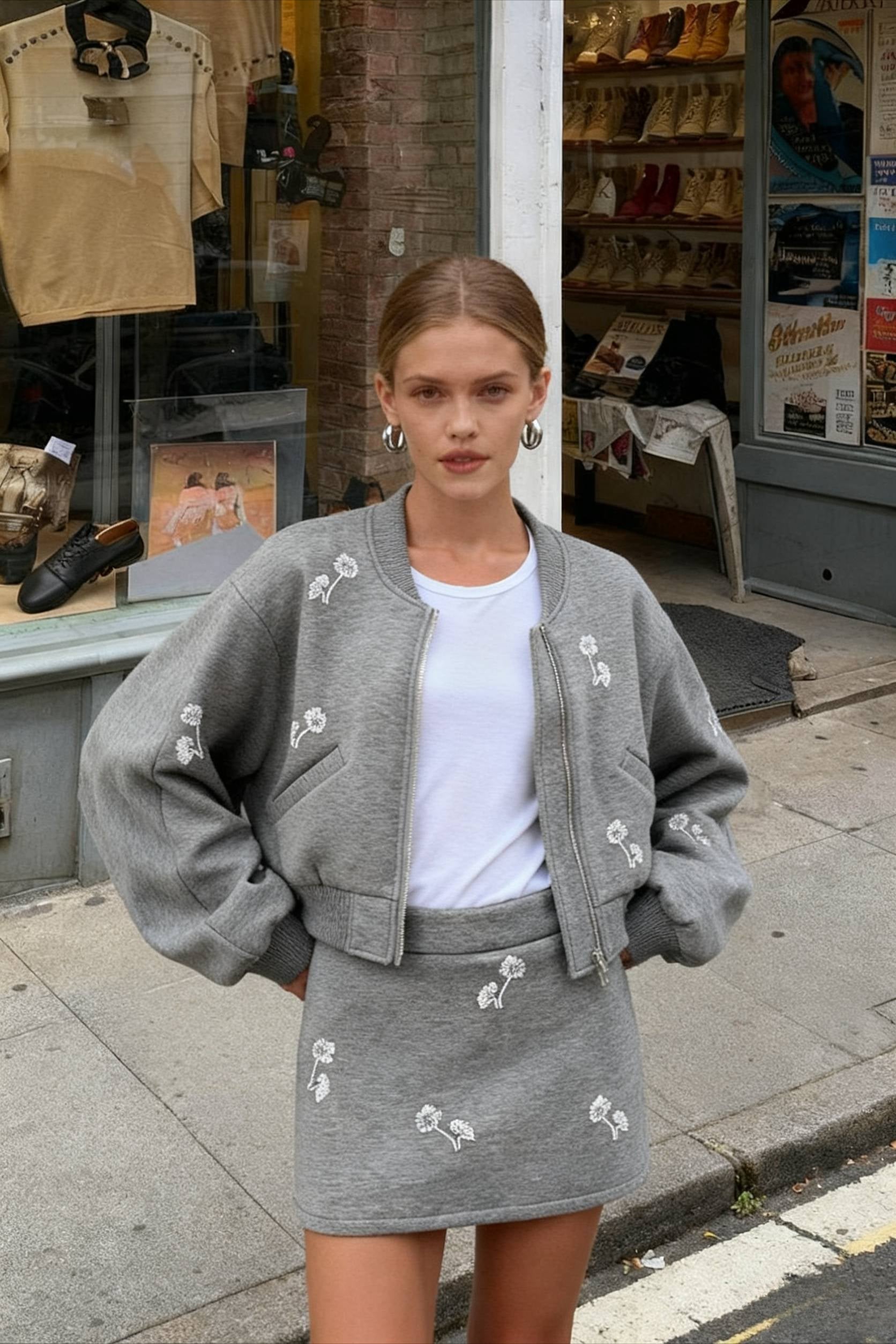 Dandelion Print Sweatshirt Loose Two Piece Set Secondary image