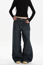 Vintage Washed Relaxed Straight Leg Jeans