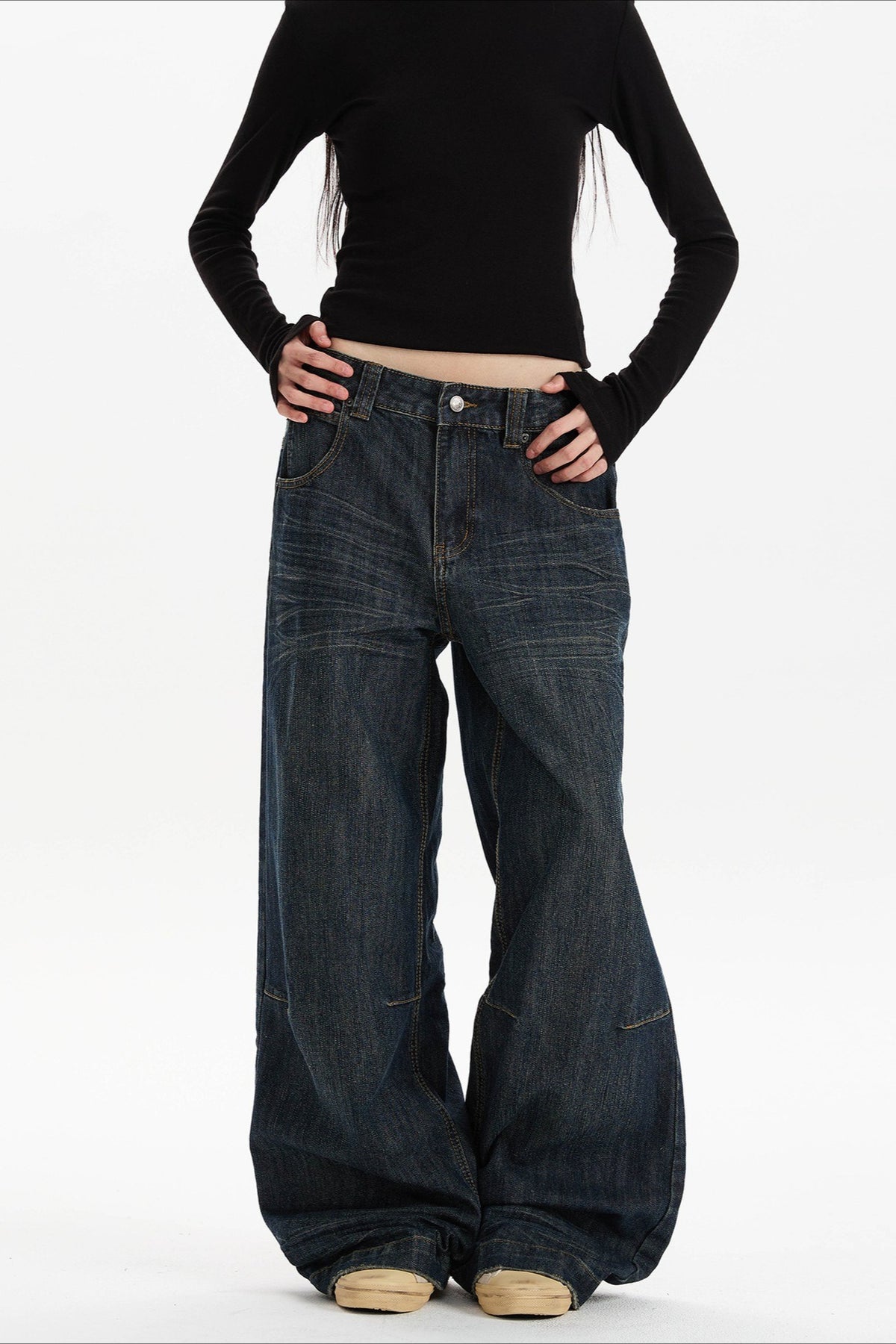 Vintage Washed Relaxed Straight Leg Jeans