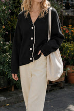 Basic V-neck Loose Knit Cardigan