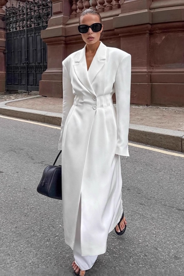 Chic Structured Waist Cinched Work Overcoat Main image