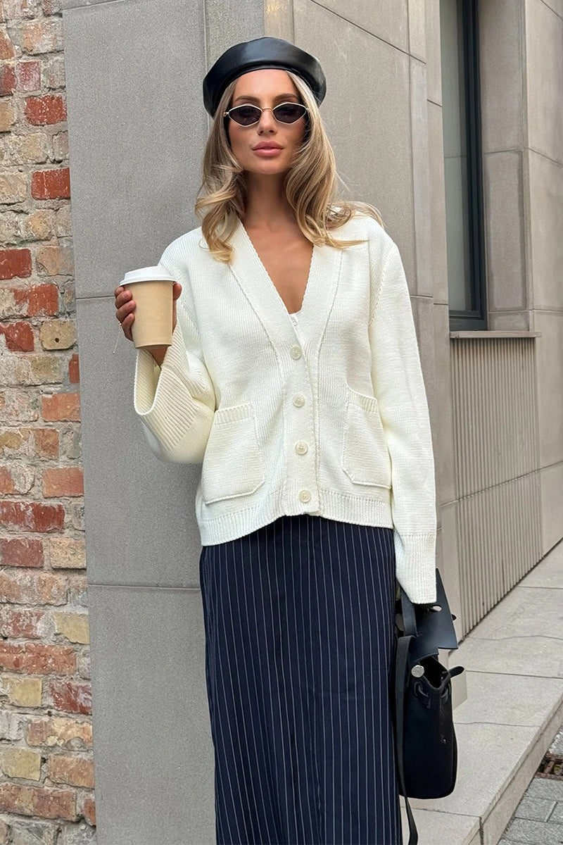 Relaxed V Neck Knit Cardigan Main image