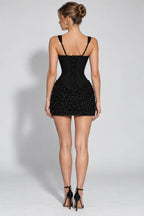 Hip Wrapped Sequin Spliced Mini dress