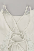 Satin Lace Trim Backless Tie Mini Dress