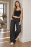 Drawstring Ruched Wide Leg Jeans