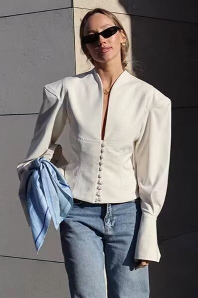 Broad Shoulder Tailored Short Coat Secondary image