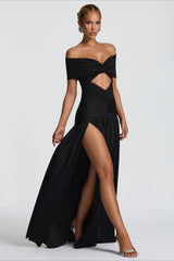 One-Shoulder Asymmetric Slit Birthday Dress
