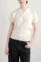 Vintage White Polo Knit Top