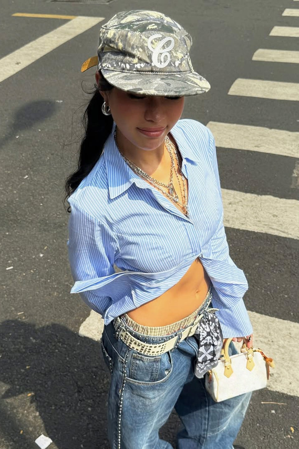 Back Tie Striped Long Sleeve Blouse Secondary image