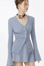 Ribbed Fringe Detail Knit Top