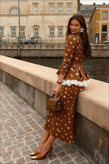 Cotton Linen Deep V Mermaid Dress Two Piece Set