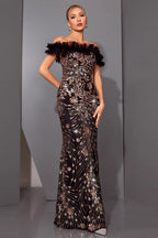 Shiny Sequin Off-Shoulder Slim Mermaid Sequin Dress