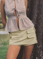 Cargo Pocket Denim Hip Skirt WHITE / S