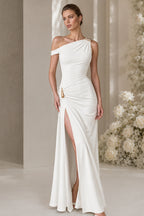 Sleeveless Asym Off Shoulder Slit Party Dress
