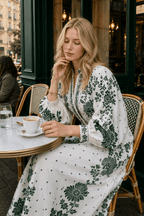 Printed Long-Sleeve Boho Dress