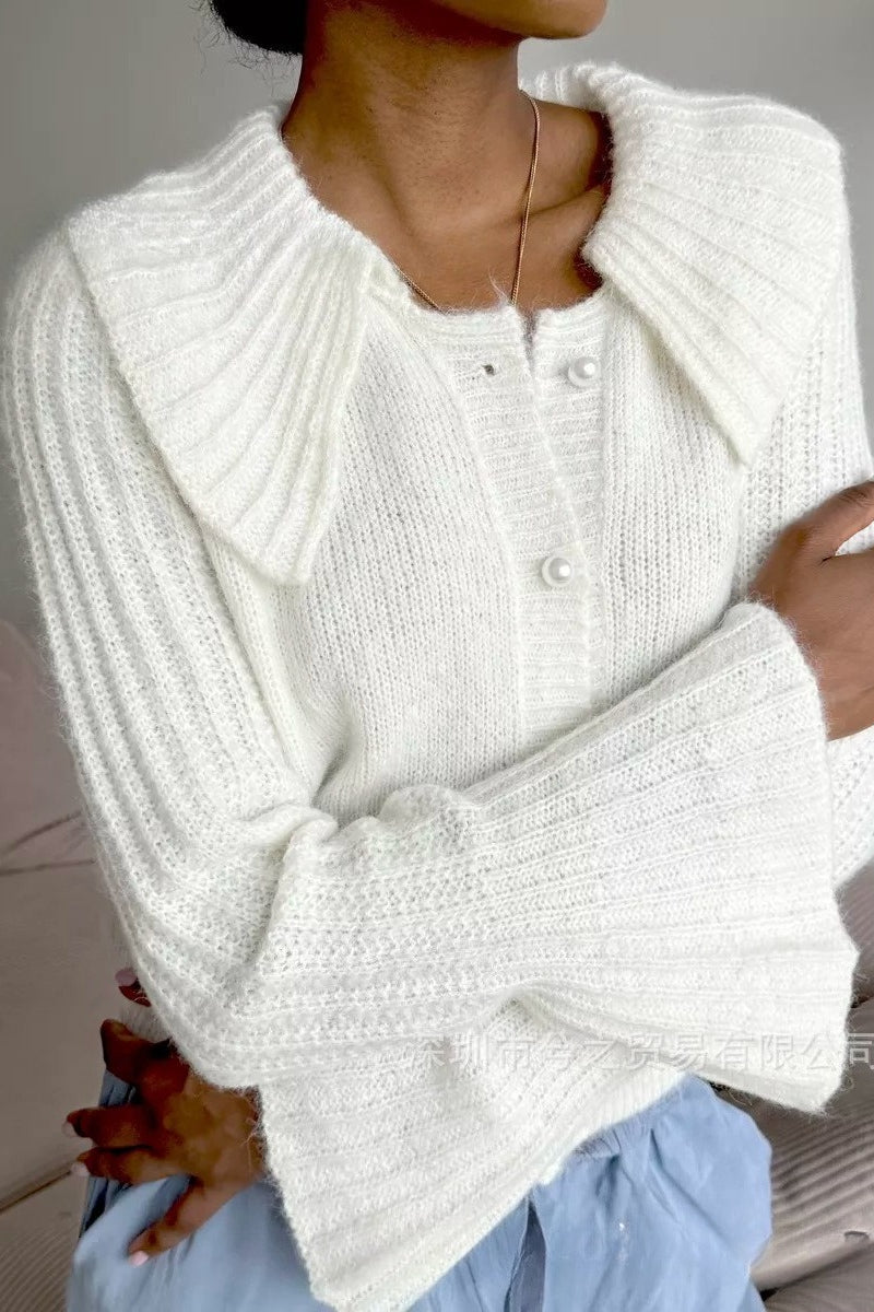 Fashionable Polo Bell Sleeve Sweater Main image