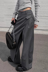 High Waist Deconstructed Wide Leg Tailored Pants