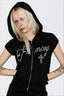 Rhinestone Cross Short Sleeve Zip Hoodie
