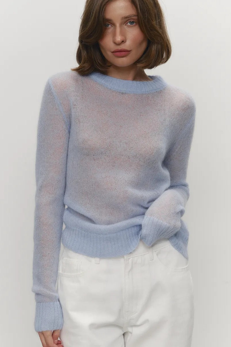 Sheer Pastel Round Neck Knit Top Main image