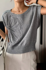 Casual Short Sleeve Knit Sweater